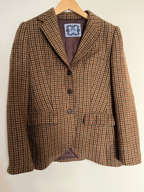 Brooks Brothers Jackets & Blazers - Brooks Brothers Brown Wool Houndstooth Blazer With Elbow Patches